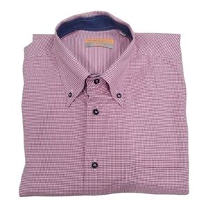 Sinclaire Uomo Men's Red Micro Checkered Shirt Sz Large